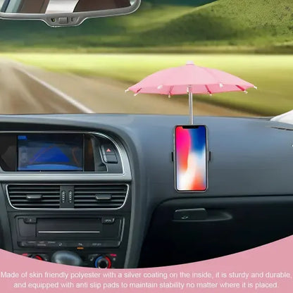 Mini Phone Umbrella with Suction Cup, UV and Rain Shield for Smartphones and Small Tablets for Outdoor Travel, Pink