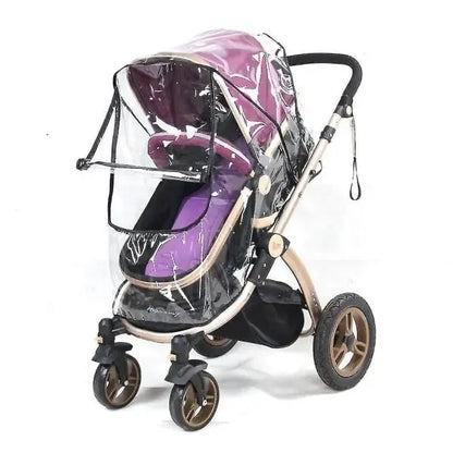 Clear Universal Stroller Rain Cover, EVA Weather Shield with Front Zip and Ventilation for Baby Prams and Strollers