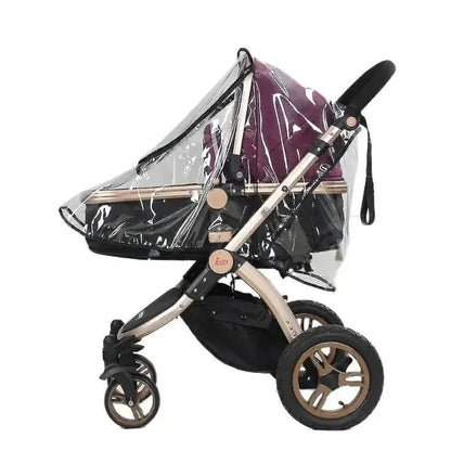 Clear Universal Stroller Rain Cover, EVA Weather Shield with Front Zip and Ventilation for Baby Prams and Strollers