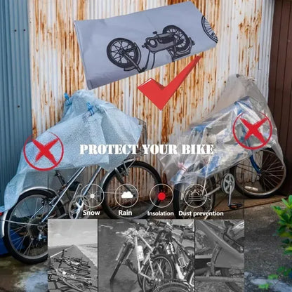 2 Pack PEVA Bicycle Covers with Waterproof Dust Protection and Velcro Straps for Outdoor or Garage Storage, Silver, 200 x 100 cm