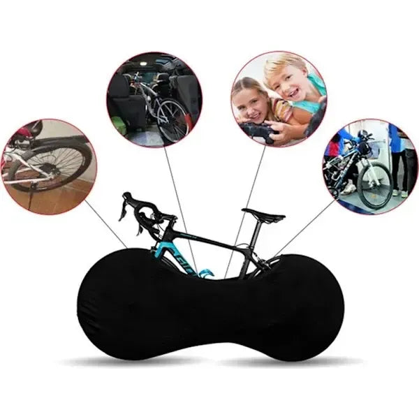 Stretch Polyester Spandex Indoor Bike Cover with Dust and Moisture Protection for Mountain, Road and Folding Bicycles, Black