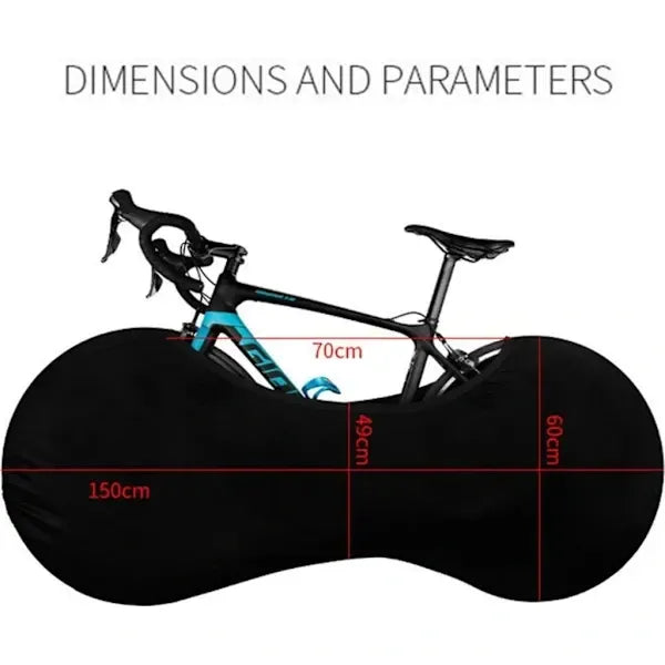 Stretch Polyester Spandex Indoor Bike Cover with Dust and Moisture Protection for Mountain, Road and Folding Bicycles, Black
