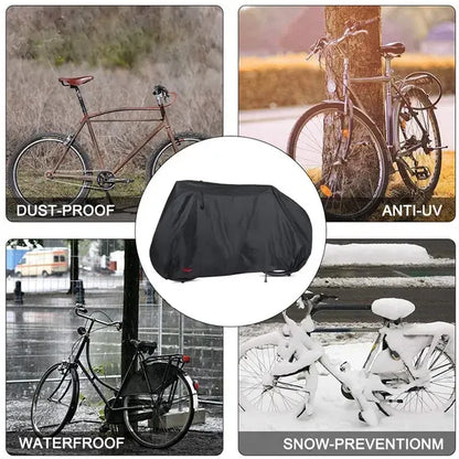 Waterproof 210D Oxford Bike Cover with PU and UV Coating, Lock Hole and Windproof Fit for Outdoor Bicycle Storage, Black, 190 x 65 x 98 cm