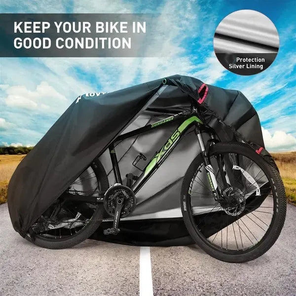 Waterproof 210D Oxford Bike Cover with PU and UV Coating, Lock Hole and Windproof Fit for Outdoor Bicycle Storage, Black, 190 x 65 x 98 cm
