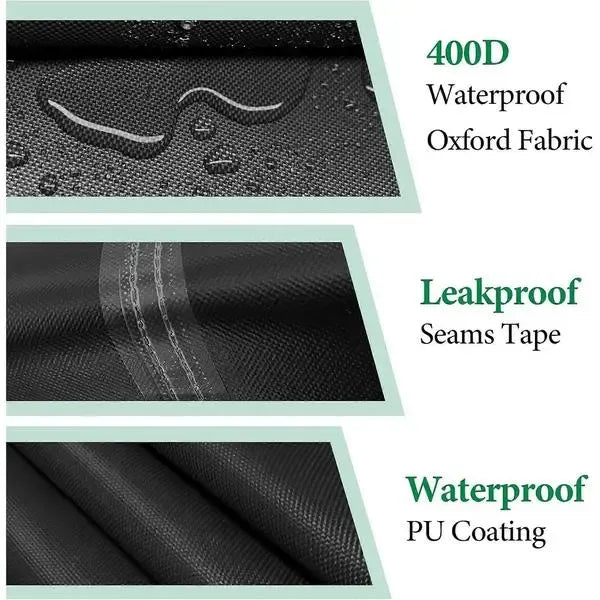 Waterproof 420D Oxford Adult Tricycle Cover with PU Coating and Reflective Strips for Outdoor Storage, Black, 190 x 76 x 112 cm