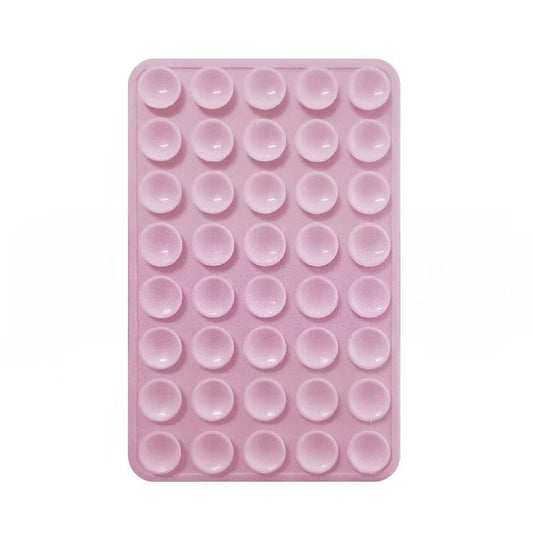 Reusable Silicone Suction Cup Phone Holder Pad for Hands-Free Mounting on Mirrors and Smooth Surfaces, Washable Self-Adhesive, Pink