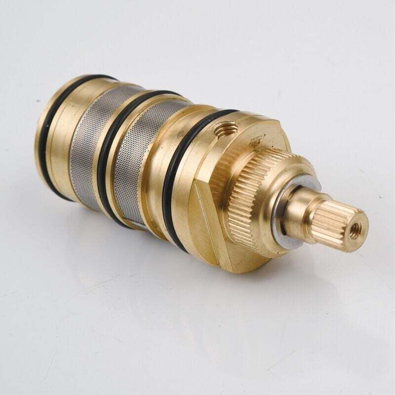 Brass Thermostatic Shower Valve with Cartridge and Handle for Shower Mixer, brass construction, durable plumbing accessory, Black Finish
