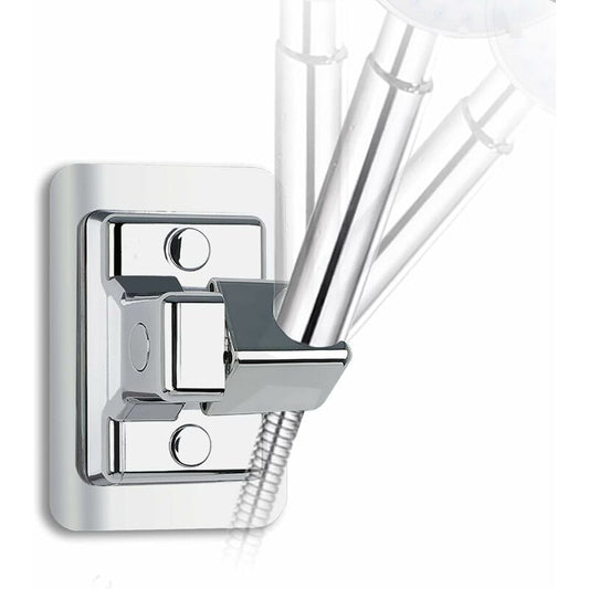 360 Degree Rotation Adjustable Shower Head Holder, Wall Mount No Drilling, Universal Shower Bracket, Compatible with Most Shower Heads, Chrome Finish