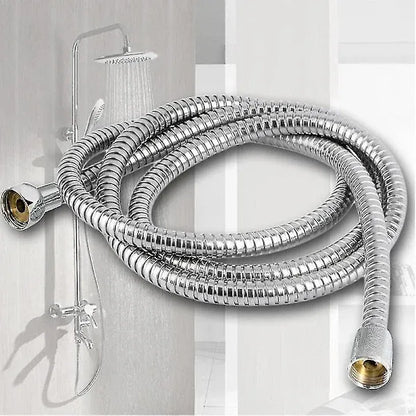 Thick Stainless Steel Shower Hose, 3 m Length, G1/2 Thread, Hand Shower Connection, leak-resistant use, Chrome Finish