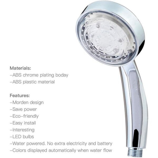 7 Colors LED Shower Head, Multicolor, Universal Fit, with strong thermal material, pressure-boosted flow, universal compatibility