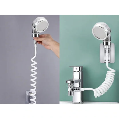 Shower Hose with Nozzle for Washbasin and Sink, Plastic Handheld Sprayer Hose, Universal Compatibility, Chrome Finish