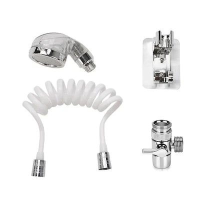 Shower Hose with Nozzle for Washbasin and Sink, Plastic Handheld Sprayer Hose, Universal Compatibility, Chrome Finish