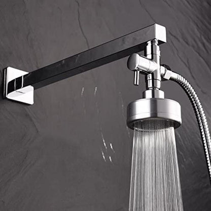 3-way T-connector with shut-off valve for bathroom, 7 x 7 Overall Size, 1 x 3 Overall Size, leak-resistant use, Silver Finish