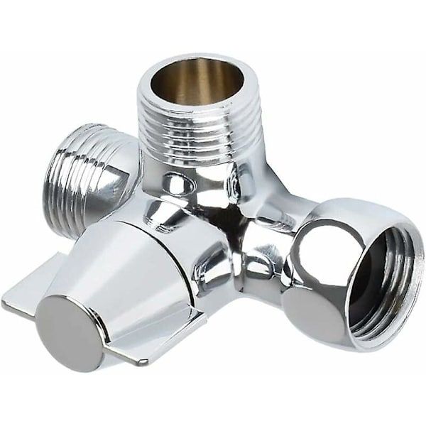 Solid Brass 3-way valve, 3-way diverter valve, 3-way shower valve, G1/2\" T-adapter valve, for shower, hand shower and diverter shower, Silver Finish