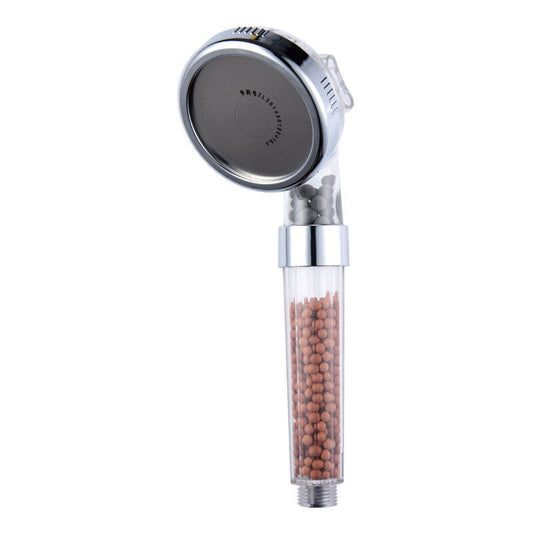 Large three-speed switch F three-stage adjustable transparent shower head suitable for bathroom, home, White Finish