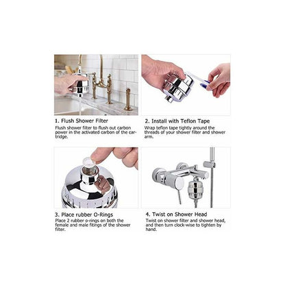 Shower Filter, Anti-limescale Shower Filter- Filters chloramine, fluoride and heavy metals, Shower Filter with Replacea