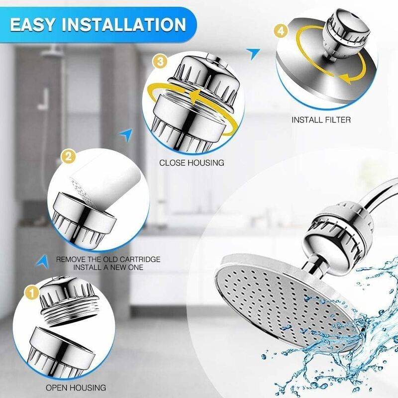 Shower Filter, Anti-limescale Shower Filter- Filters chloramine, fluoride and heavy metals, Shower Filter with Replacea