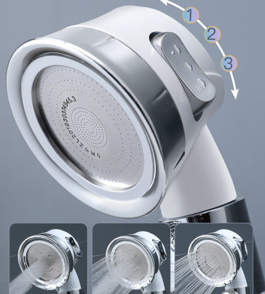 Large Pressurized Handheld Shower Head, Three-stage Water Stop Shower Head ( Without Vibrating Head (No Filter Cotton)), White Finish