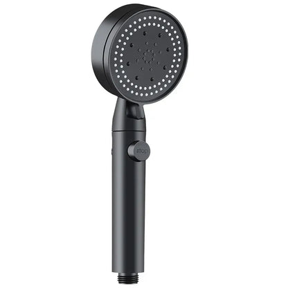 5 Spray Modes Adjustable High Pressure Shower One-Button Stop Water Massage Shower Head Water Saving Shower Bathroom Accessories, Black Finish