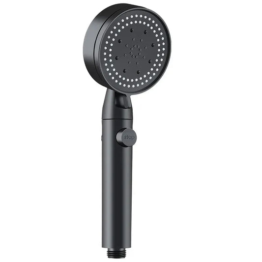 5 Spray Modes Adjustable High Pressure Shower One-Button Stop Water Massage Shower Head Water Saving Shower Bathroom Accessories, Black Finish