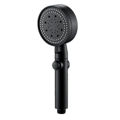 5 Spray Modes Adjustable High Pressure Shower One-Button Stop Water Massage Shower Head Water Saving Shower Bathroom Accessories, Black Finish