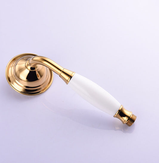Shower head brass ceramic round hand shower head narrow, ceramic cartridge, universal compatibility, Gold Finish