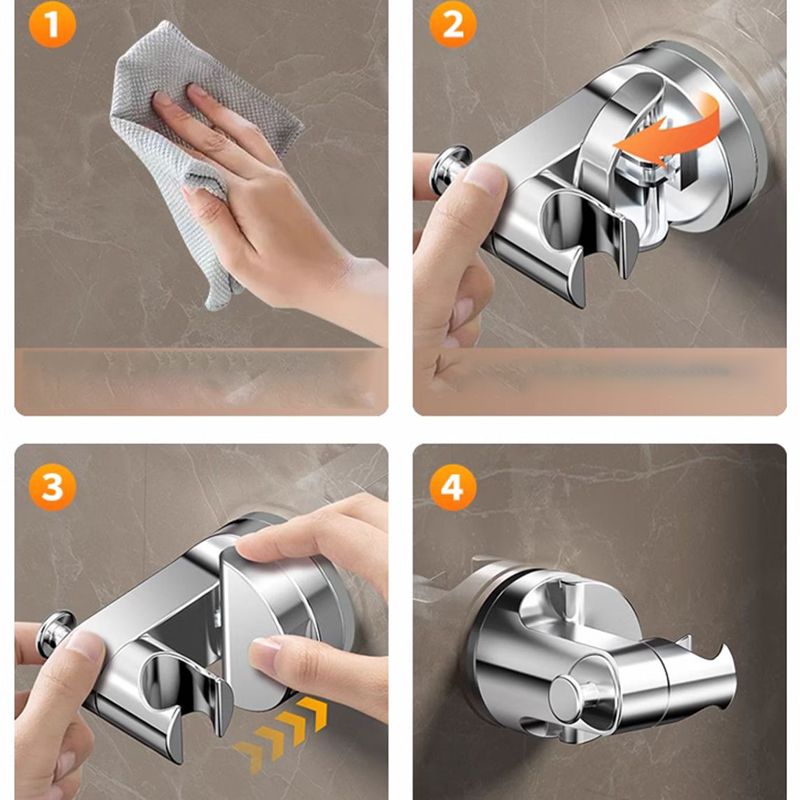 Adjustable Shower Head Holder with Suction Cup, ABS material, comfortable shower coverage, bathroom upgrade use, Silver Finish