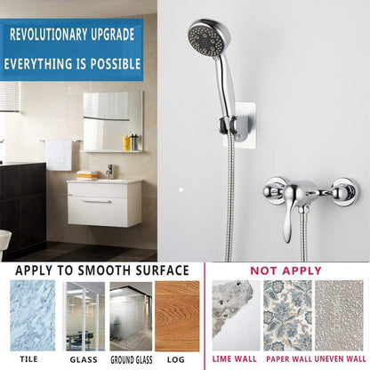 Adjustable shower head holder, self-adhesive hand shower holder with 3M sticker, reusable, durable, waterproof, bathroom wall mount, Chrome Finish