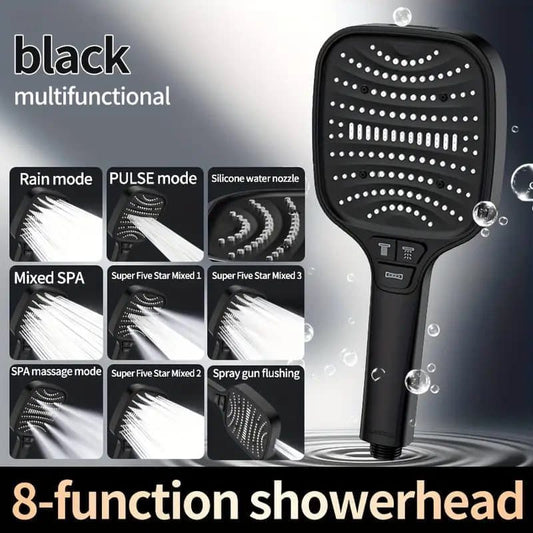 Large Panel Shower Head, 8 Adjustable Positions, Wide Water Outlet, Handheld Bathroom Shower Accessory, Chrome Finish