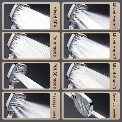 Large Panel Shower Head, 8 Adjustable Positions, Wide Water Outlet, Handheld Bathroom Shower Accessory, Chrome Finish