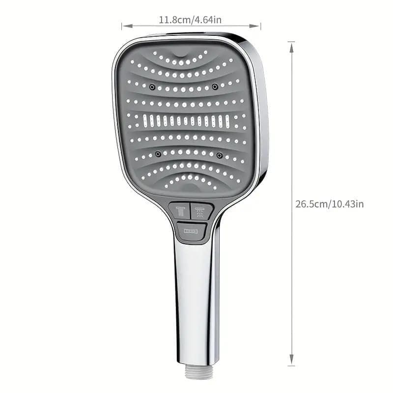 Large Panel Shower Head, 8 Adjustable Positions, Wide Water Outlet, Handheld Bathroom Shower Accessory, Chrome Finish