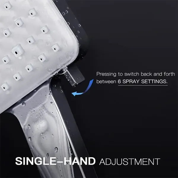 Handheld High Pressure Shower Head with 6 Spray Modes, 1.5m Shower Hose, ABS material, G1/2 Thread, Silver Finish