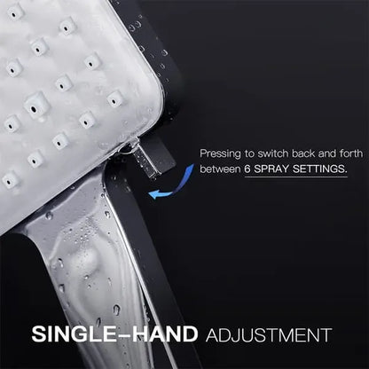 Handheld High Pressure Shower Head with 6 Spray Modes, 1.5m Shower Hose, ABS material, G1/2 Thread, Silver Finish