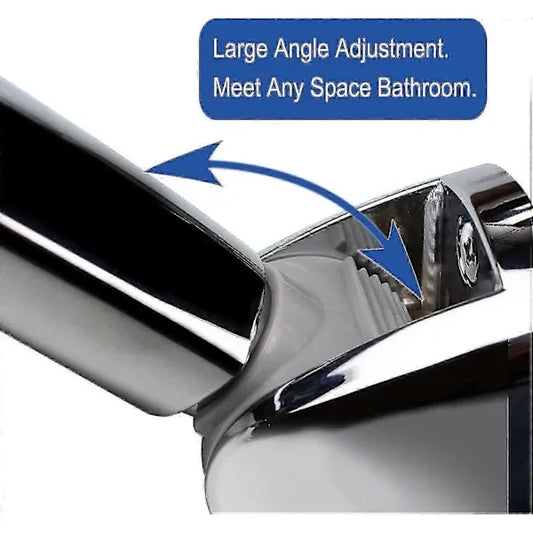 Wall Mounted Shower Bracket for Handheld Shower Head, Height and Angle Adjustable Bathroom Holder, ABS Material, Chrome Finish