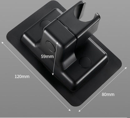 Shower Head Holder, 360 Degree Rotation Adjustable, Self-Adhesive, No Drilling, Waterproof, Universal, ABS material, Black Finish