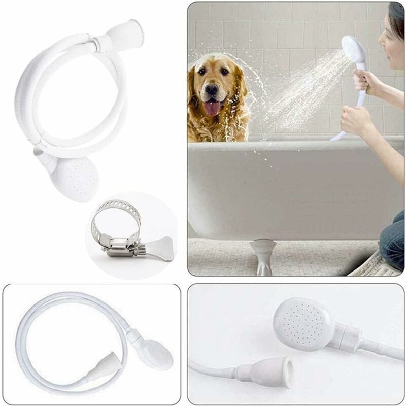 Single Shower Head with Hose for Bath Sink or Toilet Sink, Quick Connect Sprayer, rubber material, White Finish
