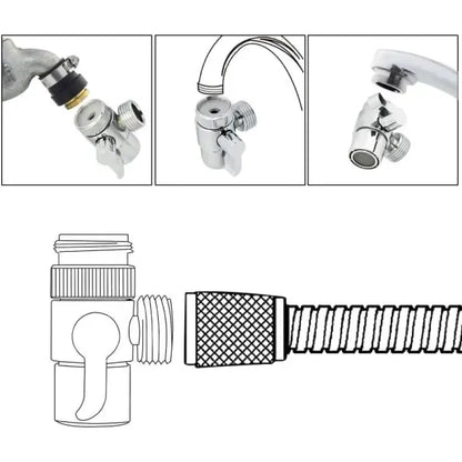 Shower diverter, M22/M24 Thread, premium alloy replacement valve, spray control, brass construction, Chrome Finish