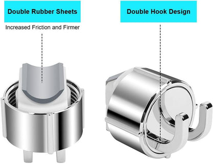 Hand Shower Holder for 16-27 mm Shower Rod Fit Rail, Adjustable Replacement Shower Holder, 360 Degree Rotation, with 2 Hooks, Chrome Finish