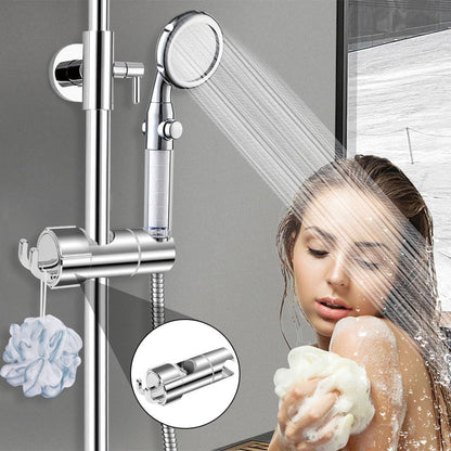 Hand Shower Holder for 16-27 mm Shower Rod Fit Rail, Adjustable Replacement Shower Holder, 360 Degree Rotation, with 2 Hooks, Chrome Finish