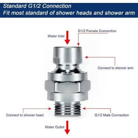 Adjustable Brass Swivel Ball Joint, Shower Connection Swivel Ball Joint, Shower Ball Joint Adapter, Grey/Platinum Finish Options