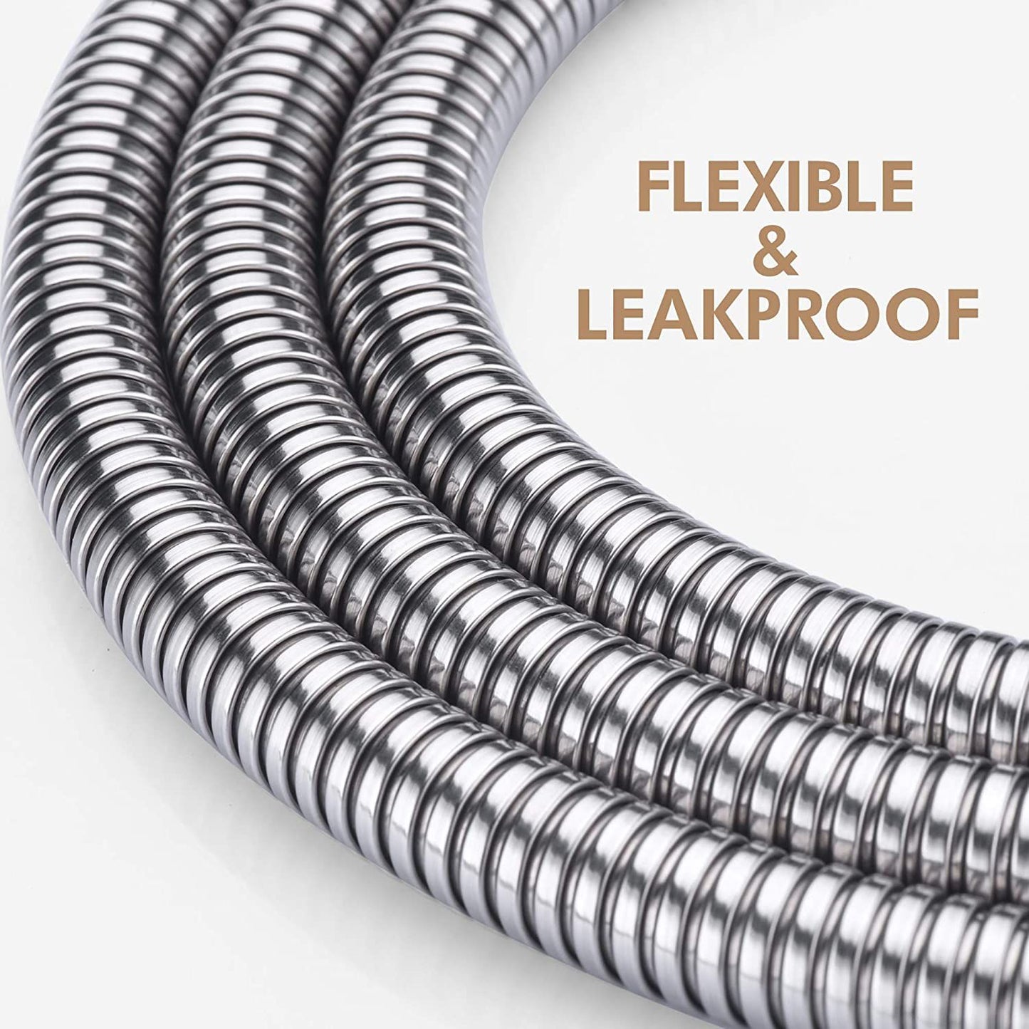 Stainless Steel Shower Hose, 2.5 m Length, EPDM Inner Hose, Flexible Bathroom Connection, pressure-boosted flow, Silver Finish