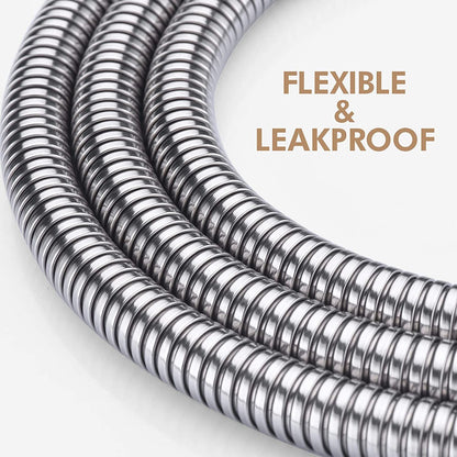 Stainless Steel Shower Hose, 2.5 m Length, EPDM Inner Hose, Flexible Bathroom Connection, pressure-boosted flow, Silver Finish