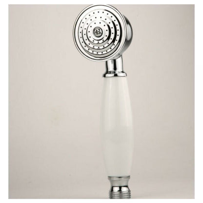 Complete bathroom shower head, anti-limescale shower head with ceramic handle, silver shower head, Chrome/White Finish Options