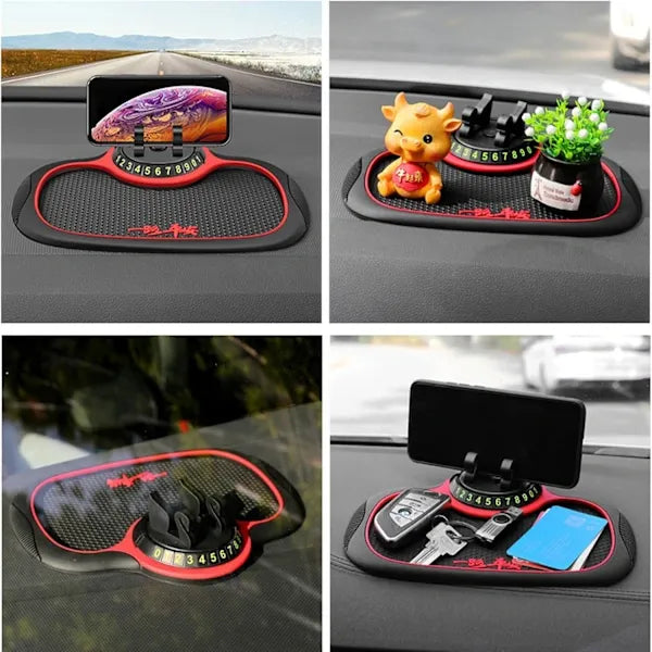 Reliable Professional Compatible Non-slip car dashboard mat with phone holder and storage pockets, Made of Pvc