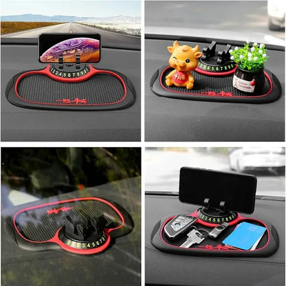 Reliable Professional Compatible Non-slip car dashboard mat with phone holder and storage pockets, Made of Pvc
