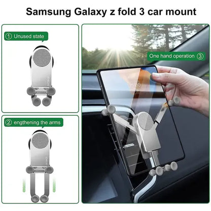 Replacement Gravity Biltelefonhållare Kompatibel med Samsung Galaxy Z Fold 4/z Fold 3, Car Air Vent Clip Mount Smart Phone Stand Silver