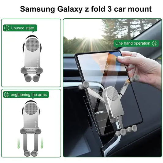 Replacement Gravity Biltelefonhållare Kompatibel med Samsung Galaxy Z Fold 4/z Fold 3, Car Air Vent Clip Mount Smart Phone Stand Silver
