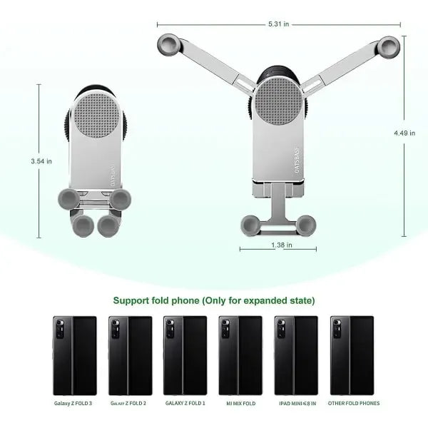 Replacement Gravity Biltelefonhållare Kompatibel med Samsung Galaxy Z Fold 4/z Fold 3, Car Air Vent Clip Mount Smart Phone Stand Silver