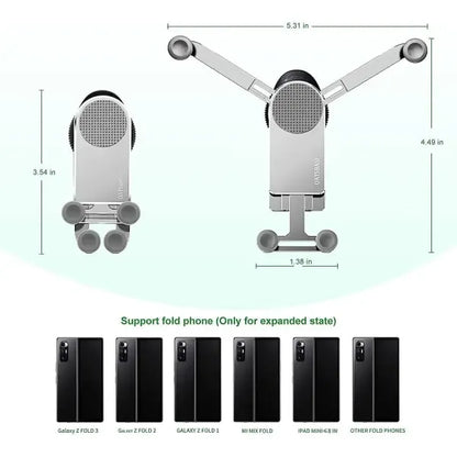 Replacement Gravity Biltelefonhållare Kompatibel med Samsung Galaxy Z Fold 4/z Fold 3, Car Air Vent Clip Mount Smart Phone Stand Silver