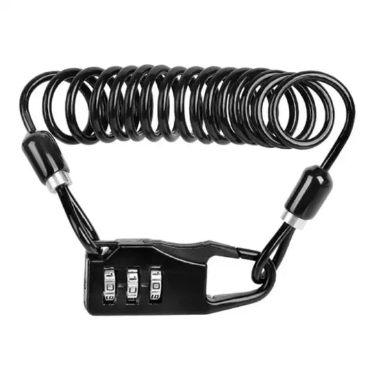Reliable Professional Helmet Lock Portable Steel Cable Lock 3-Digit Password Combination, Black Color, Great Value